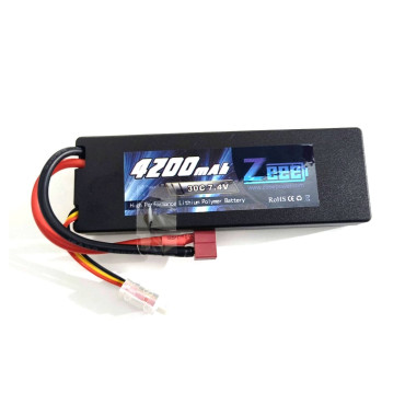 BATERIA DE LIPO 7.4V 2S 4200MAH 30C / 40C BULLET HARD CASE COM PLUG DEANS ZEEE POWER ZEE420030C2S